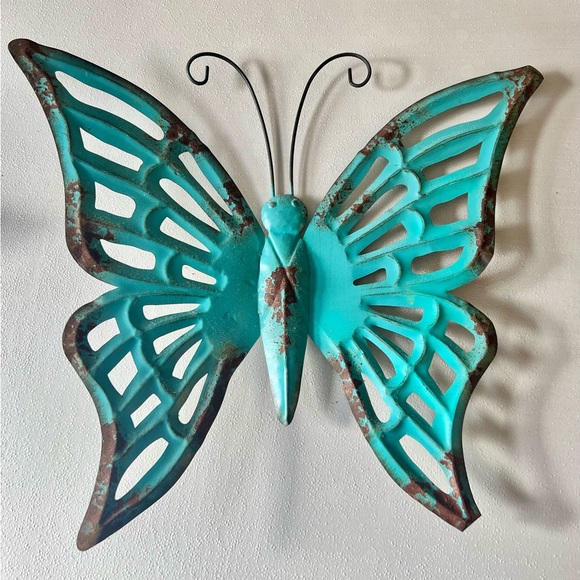 Metal Rustic Butterfly Trio Wall Art 15x15 - Picture 3 of 5